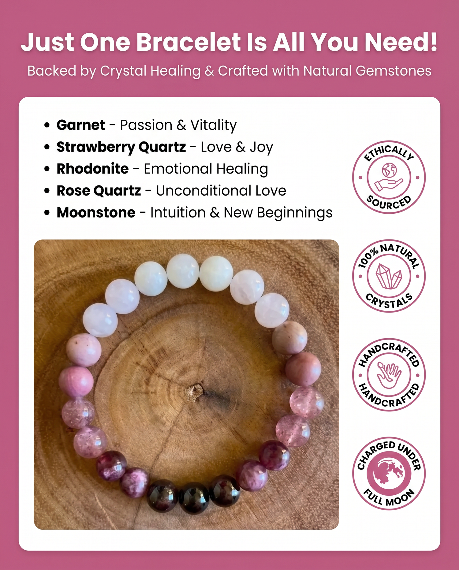 Love Spell Bracelet - Crystal Properties Info