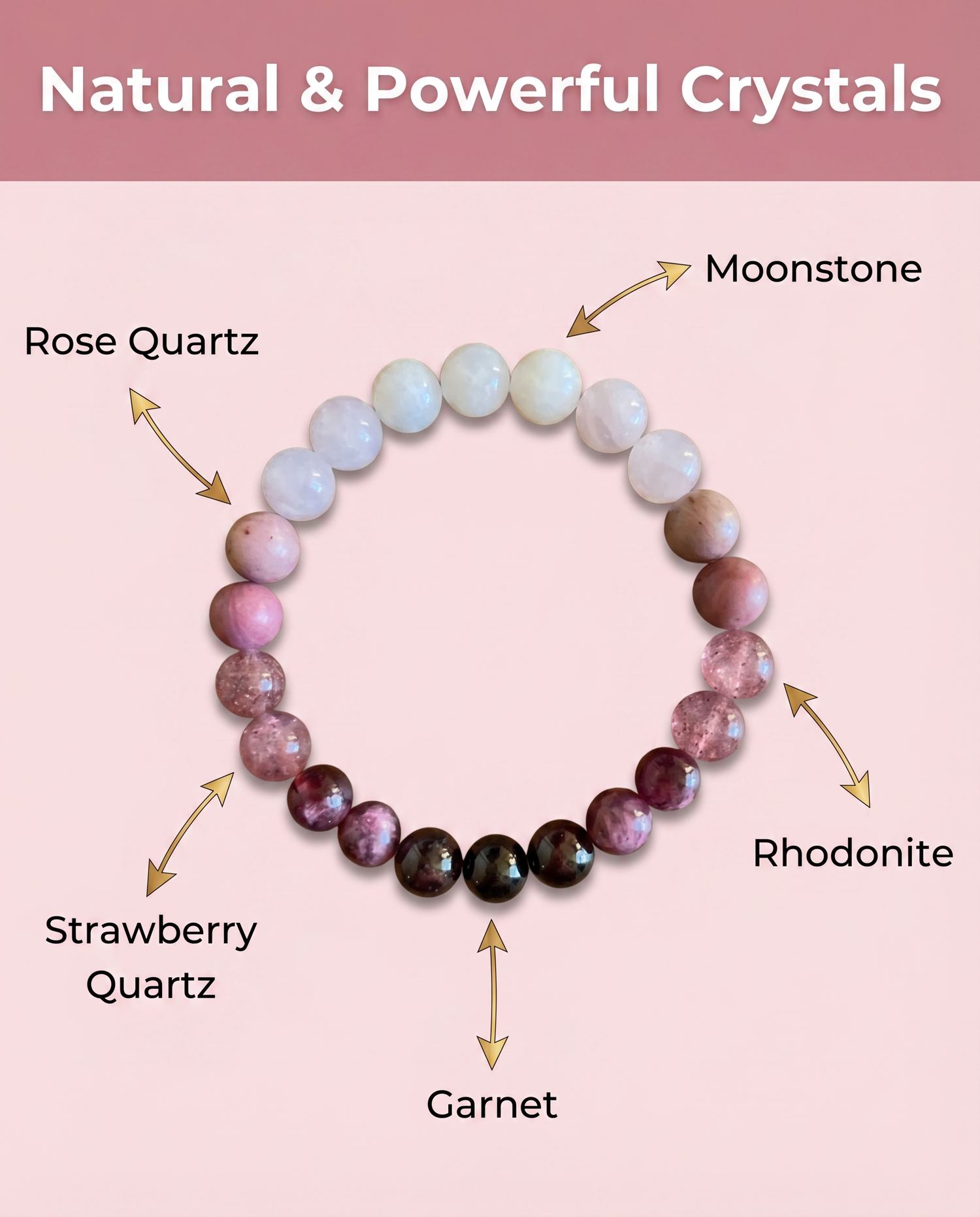 Love Spell Bracelet - Natural Crystal Ingredients
